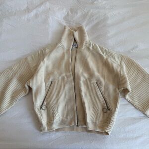 Cream Knit Zip-Up Jacket